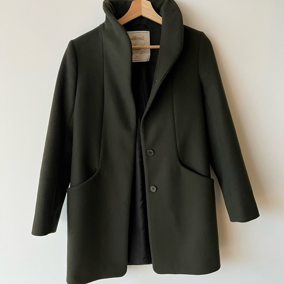 Aritzia Cocoon Coat Olive Green - Picture 2 of 9